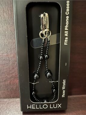 Mixed Shiny Black Beaded Wristlet with Universal Phone Connector